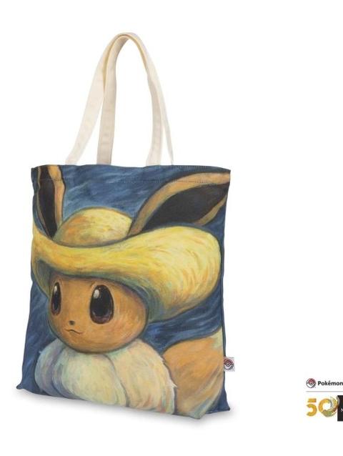 Pokémon Center × Van Gogh Museum: Eevee Inspired by Self-Portrait with Straw Hat Canvas Tote Bag