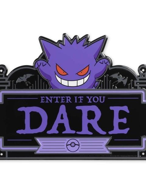 Gengar 'Enter if You Dare' Pokémon Halloween Metal Sign