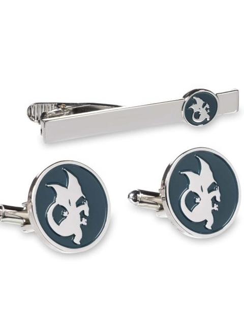 Pokémon Classics Charizard Teal Cuff Links & Tie Bar Set