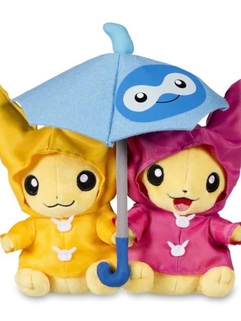 Paired Pikachu Celebrations: Umbrella for Two Pikachu Poké Plush - 9 In.