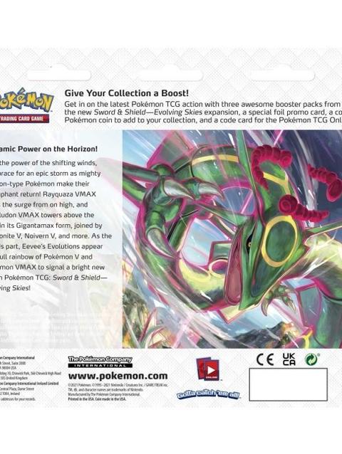 Pokémon TCG: Sword & Shield-Evolving Skies 3 Booster Packs, Umbreon Promo Card & Coin