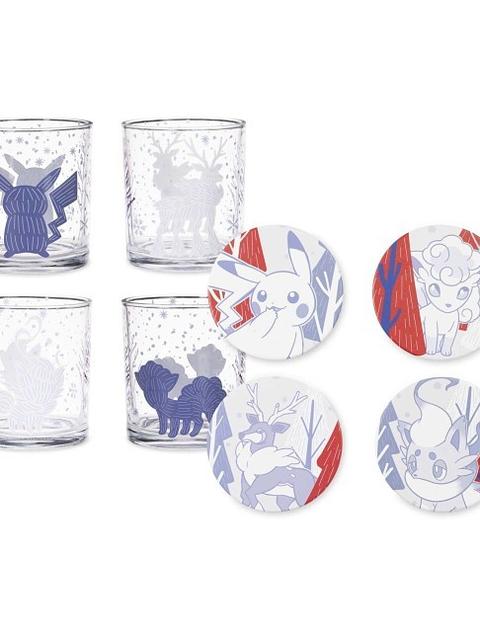 Pokémon Winter Woodland Glass Tumblers & Coasters Bundle